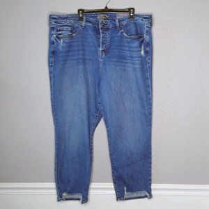 TORRID High Rise Straight Distressed Denim Jeans Ankle Cropped 22 Regular